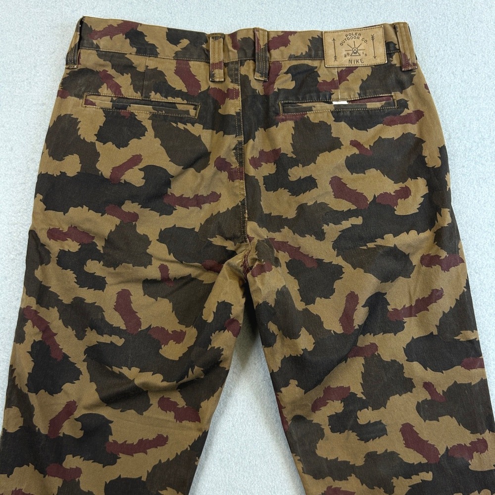 Nike x Poler Outdoor Co Chino Pants Men 32 Brown Camo Stretch Hiking Streetwear - Picture 7 of 13